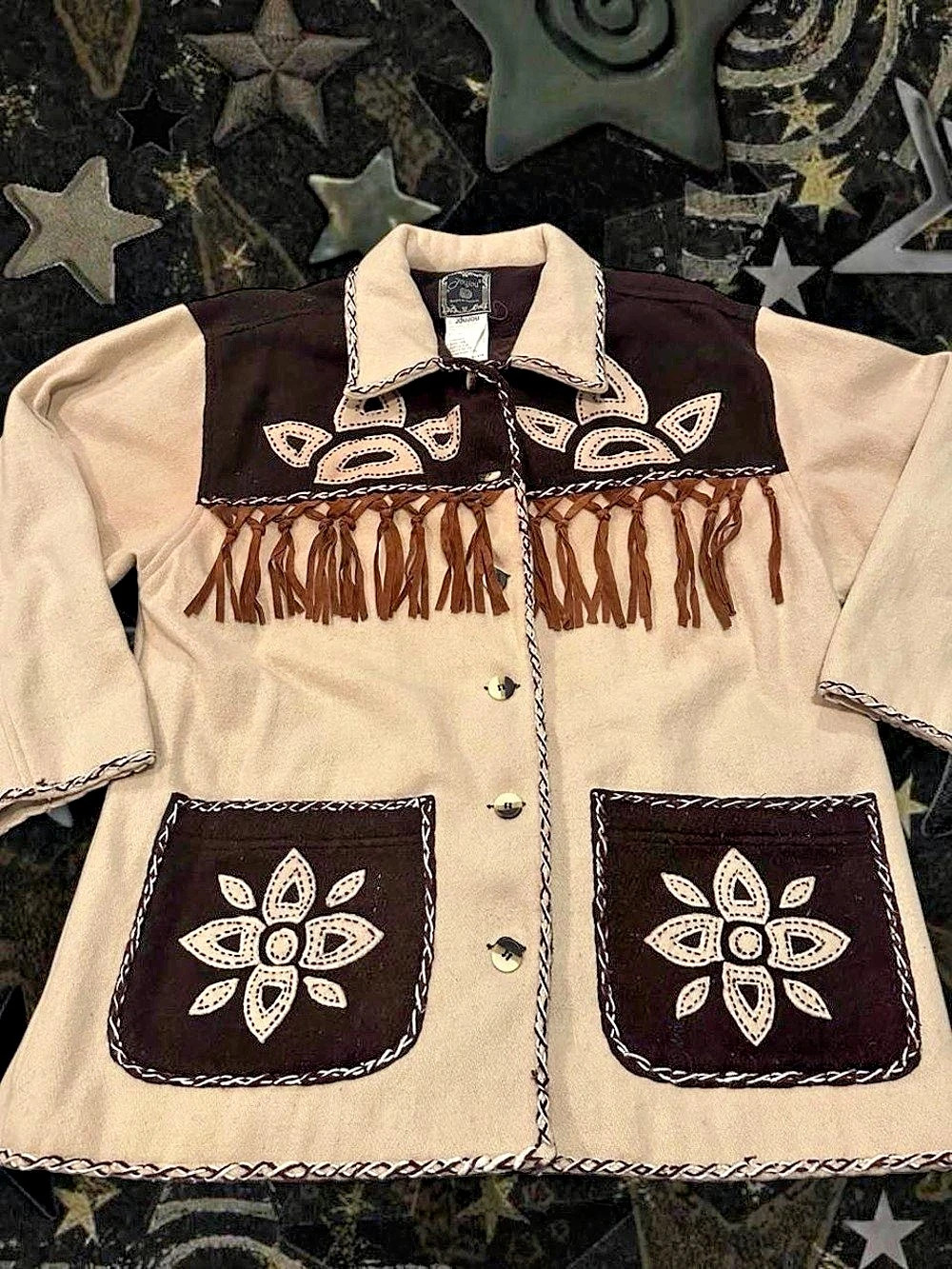 Joujou 90s Western Fringe Wool Blend Jacket Size M